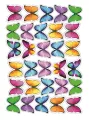 Obdélníkový jedlý papír k výřezu – Motýlci, barevný arch třiceti motýlů (fialová, modrá, zelená)