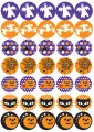 List jedlých koleček na cupcakes – Halloweenská kolečka s duchy a dýněmi (fialová, žlutá, černá)